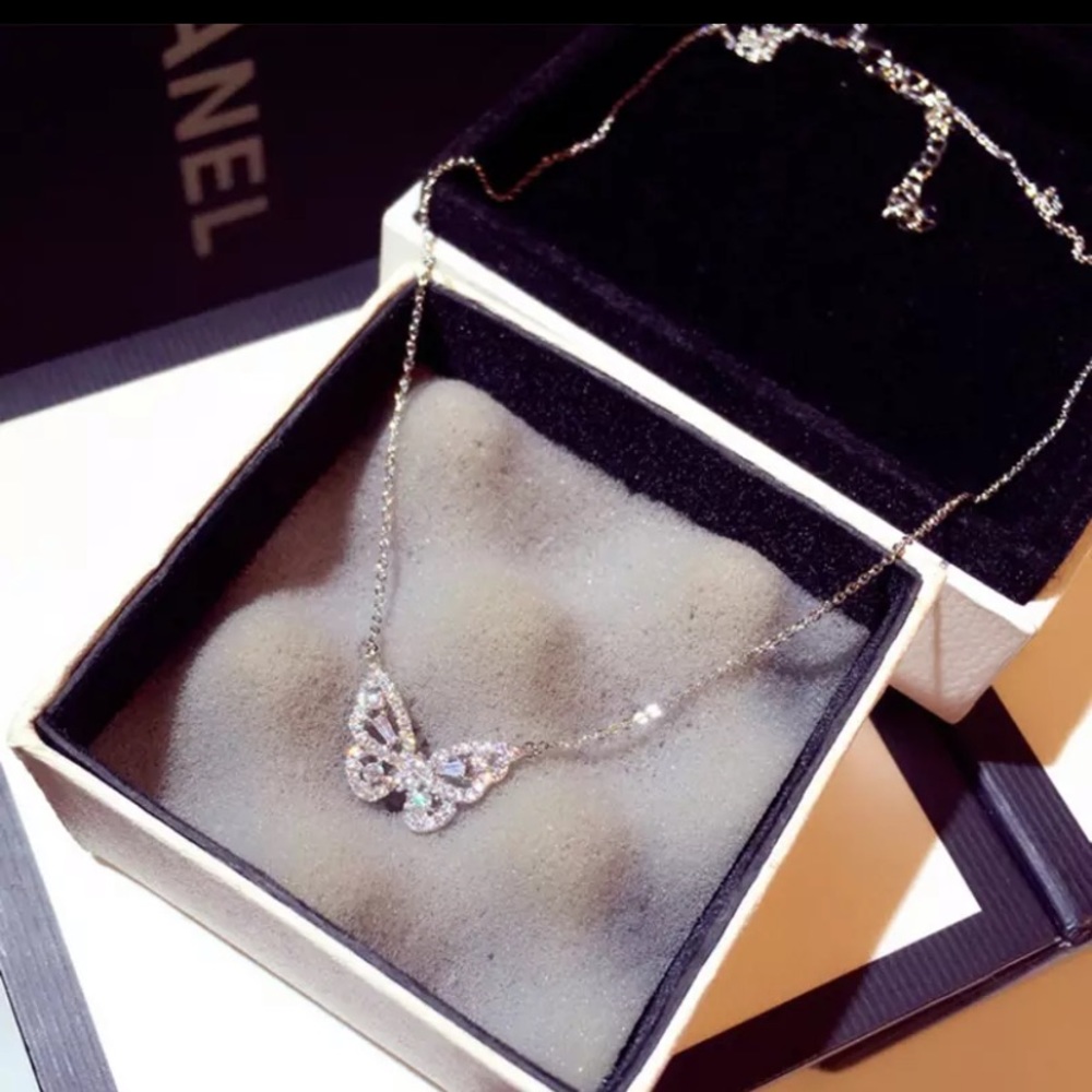 White Gold Butterfly Necklace